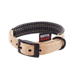 MARTIN SELLIER Collier droit Confort pour chien coloris beige - 1,6x35 cm