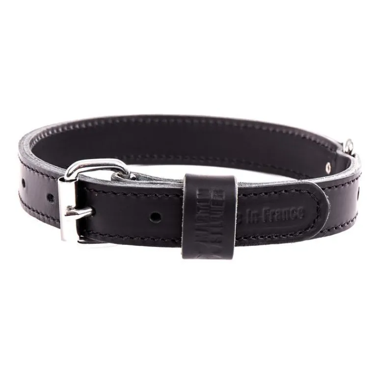 MARTIN SELLIER Collier en cuir double épaisseur pour chien coloris noir - 65 cm