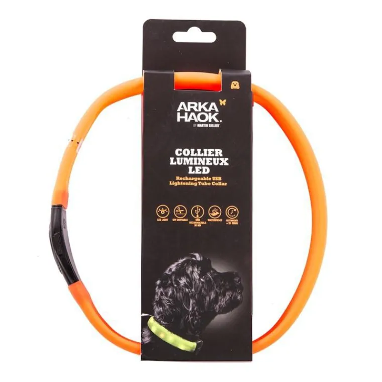 MARTIN SELLIER Collier en tube LED orange 2,5x65 cm