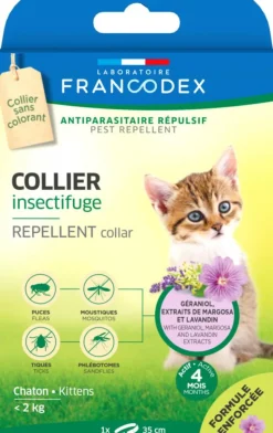 FRANCODEX Collier insectifuge pour chaton coloris blanc - Ø 35 cm