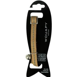 WOUAPY Collier pour chat beige avec galon réfléchissant