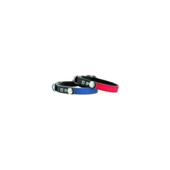 BOBBY Collier pour chat en cuir coloris bleu marine porte-adresse