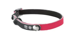 BOBBY Collier pour chat en cuir coloris rose porte-adresse