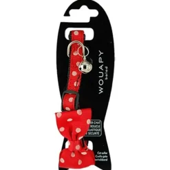 WOUAPY Collier pour chat en nylon coloris rouge avec nœud - Taille unique