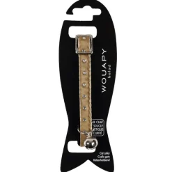 WOUAPY Collier pour chat en nylon coloris beige avec galon velours strass - Taille unique