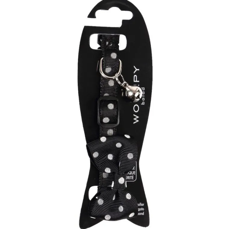 WOUAPY Collier pour chat en nylon coloris noir avec nœud - Taille unique