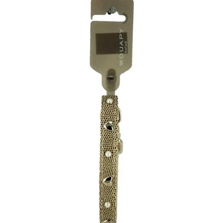 WOUAPY Collier pour chat en simili cuir python coloris beige original avec motifs - Taille unique
