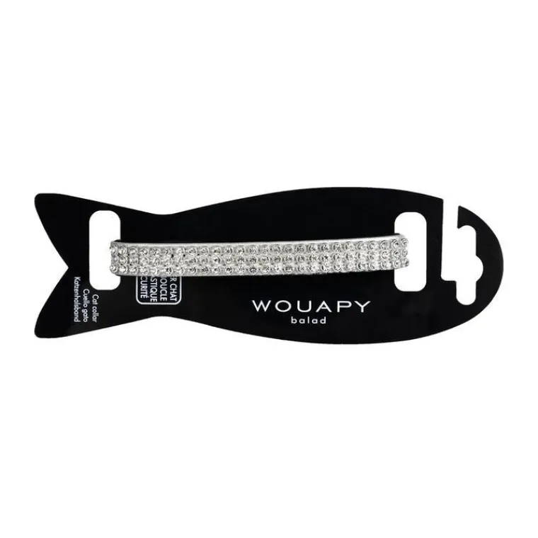 WOUAPY Collier pour chat en simili cuir coloris argent Diam's - Taille unique