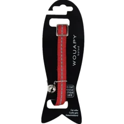 WOUAPY Collier pour chat en velours coloris rouge avec galon réfléchissant - Taille unique
