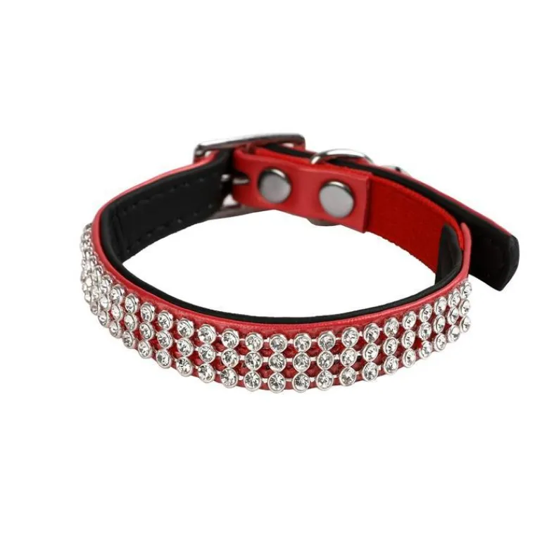 WOUAPY Collier pour chat rouge Diam's simili cuir – Taille unique