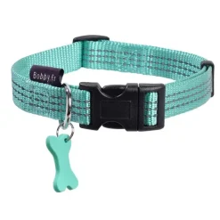 BOBBY Collier pour chien en nylon tressé coloris bleu lagon Safe 16 mm - Taille S
