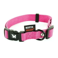 MARTIN SELLIER Collier réglable en nylon rose pour chien - 4x50/70 cm