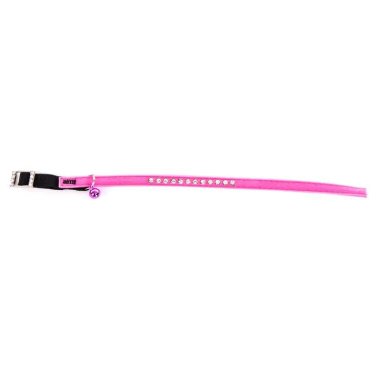 MARTIN SELLIER Collier Suédine Strass pour chat rose