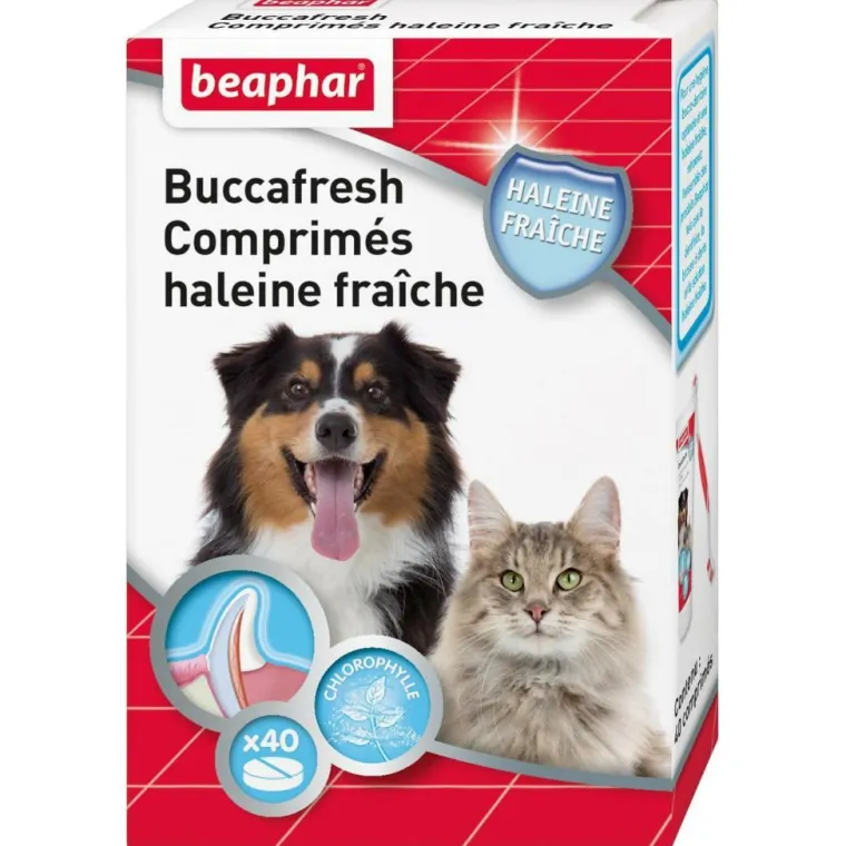 BEAPHAR Comprimés haleine fraîche pour le chien et le chat coloris blanc Buccafresh – x 40
