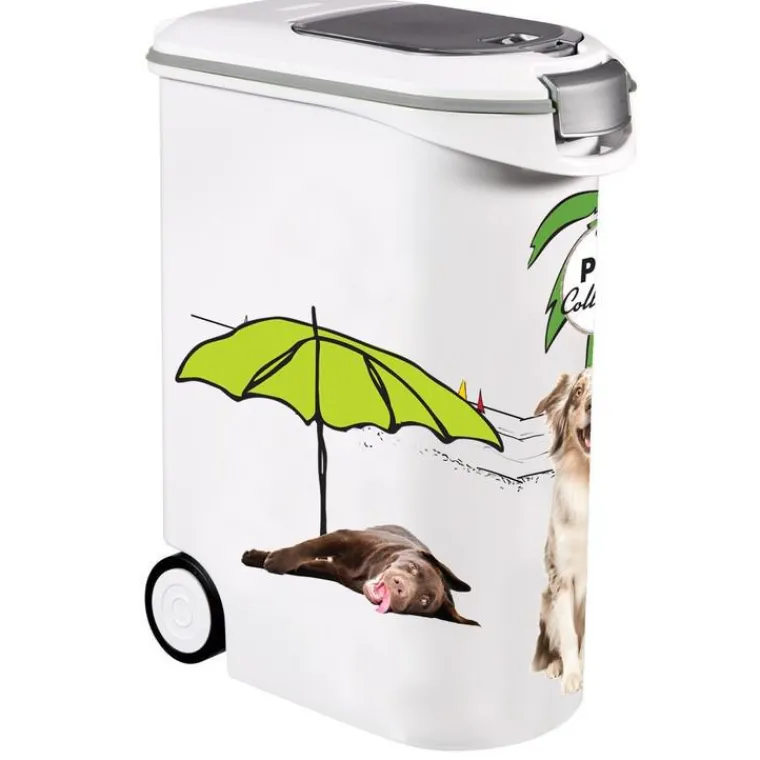 CURVER Container à croquettes pour chien coloris blanc et noir Pet collection – 54 L (20 kg)