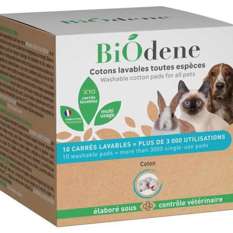 BIODENE Cotons réutilisables pour animaux Biodène - x 10