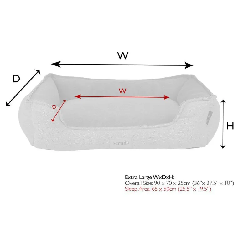 SCRUFFS Couchage orthopédique pour chien coloris gris Harvard - Taille XL 90 x 70 x 20 cm
