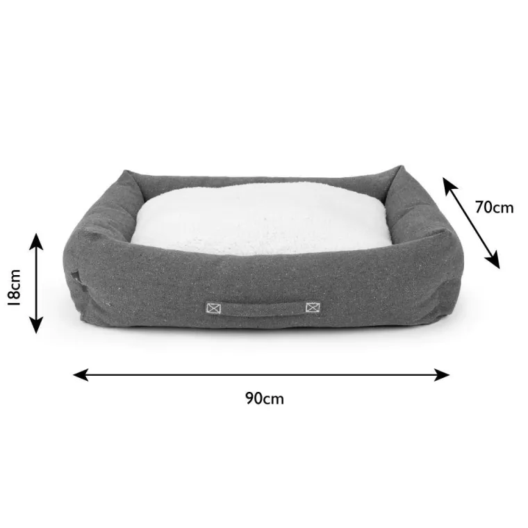 SCRUFFS Couchage pour chien coloris gris corbeille Eco Eden - Taille XL 90 x 70 cm