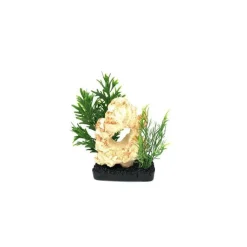 LABEO Céramique avec 1 trou et 2 plantes artificielles 18 cm