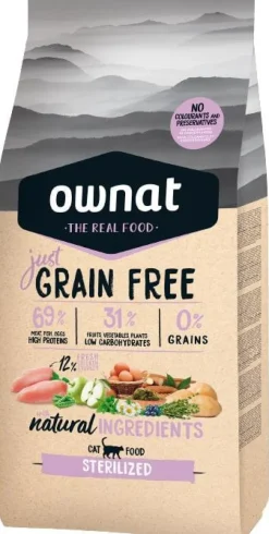 OWNAT Croquette pour chat adulte stérilisé Grain Free Jus - 1 kg