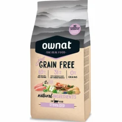 OWNAT Croquette pour chat adulte stérilisé Grain Free Jus - 8 kg