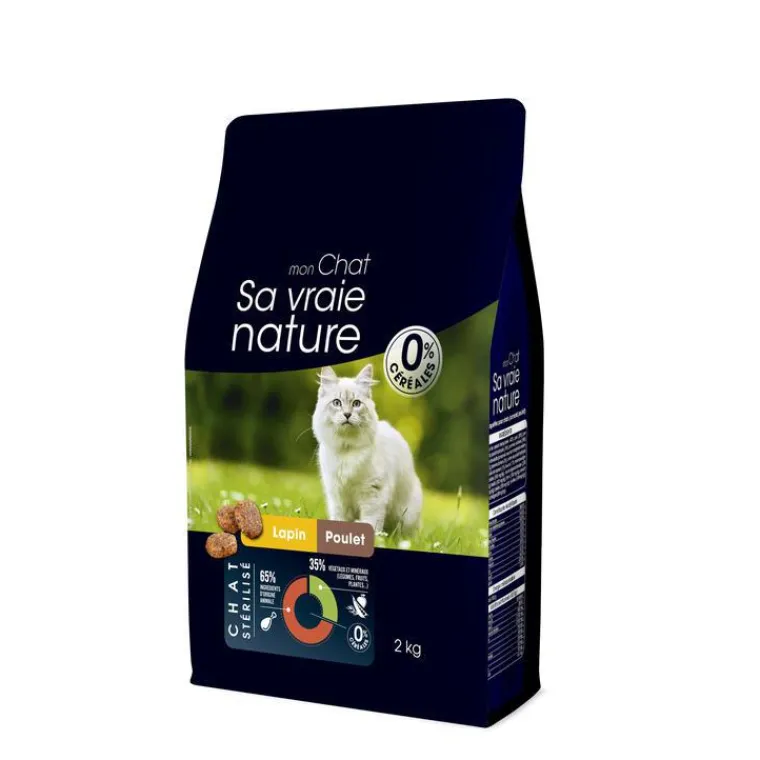 SA VRAIE NATURE Croquette pour chat adulte stérilisé au lapin et au poulet - 2 kg