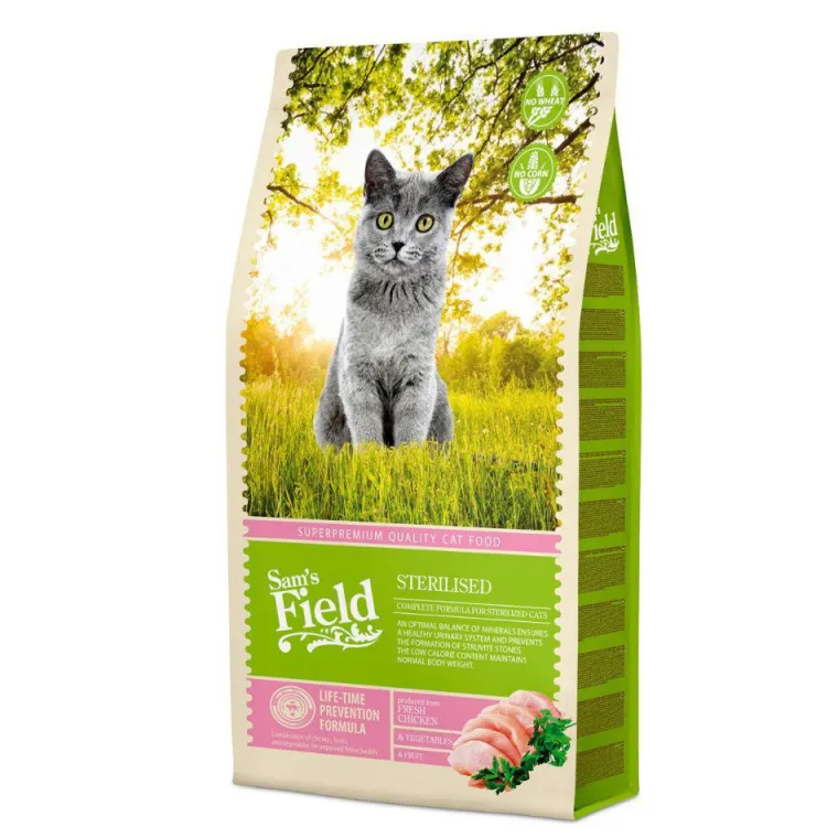 SAM'S FIELD Croquette pour chat adulte stérilisé au poulet - 7,5 kg