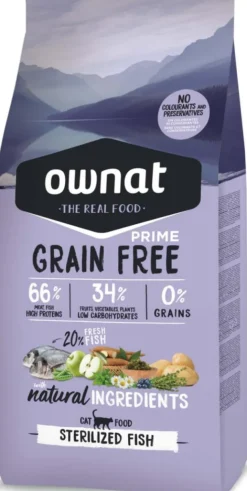 OWNAT Croquette pour chat adulte stérilisé Grain Free au poisson - 1 kg