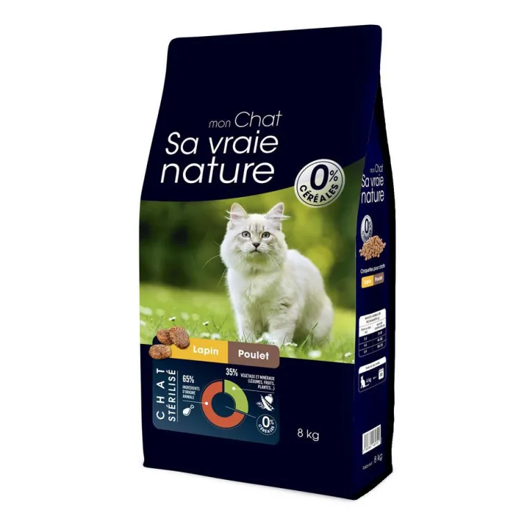 SA VRAIE NATURE Croquette pour chat stérilisé au lapin et au poulet - 8 kg