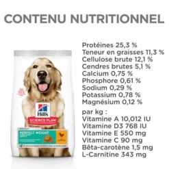 HILL'S Croquette pour chien adulte perfect weight au poulet - 12 kg