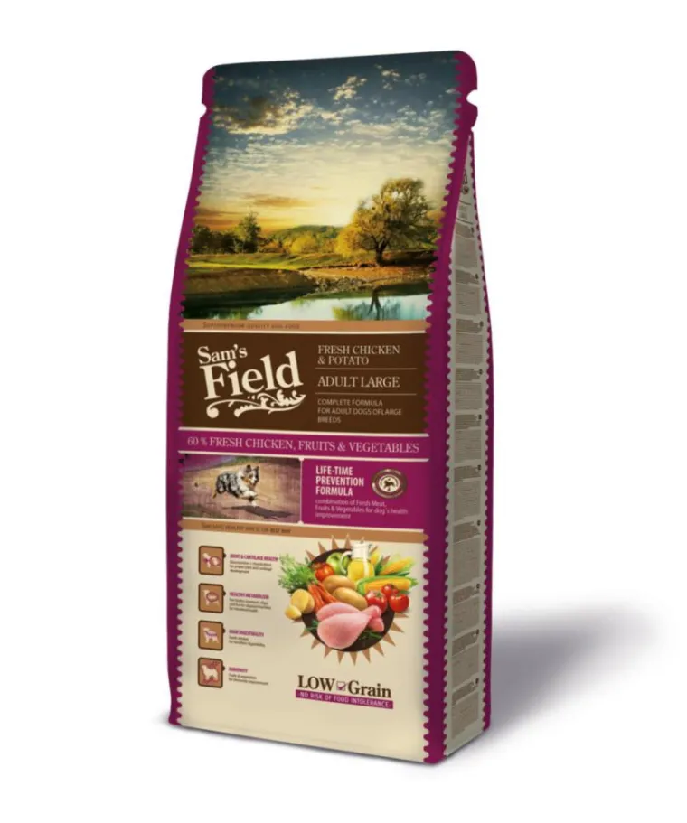 SAM'S FIELD Croquette pour chien adulte de grande taille au poulet avec des pommes de terre - 13 kg