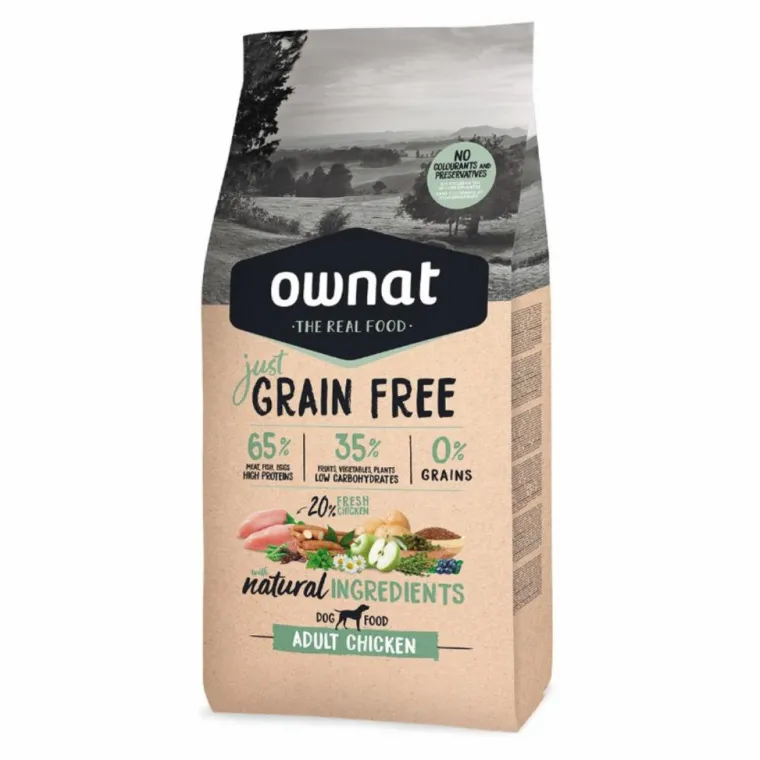 OWNAT Croquette pour chien adulte Just Grain Free au poulet - 14 kg