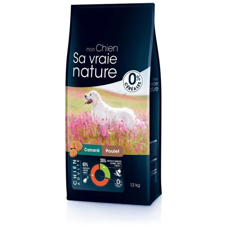 SA VRAIE NATURE Croquette pour chien adulte au canard et au poulet - 12 kg