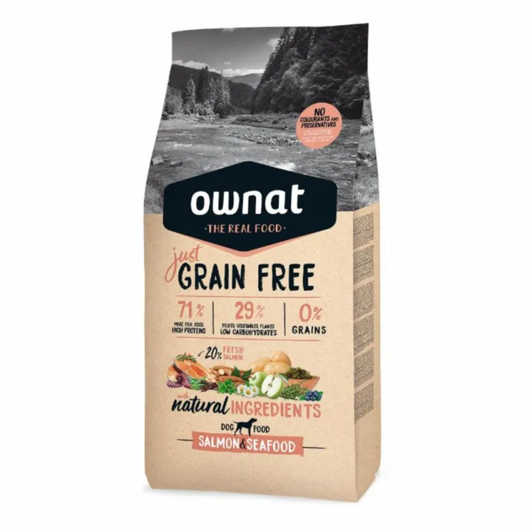 OWNAT Croquette pour chien adulte Grain Free au saumon et fruits de mer - 3 kg
