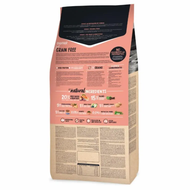 OWNAT Croquette pour chien adulte Grain Free au saumon et fruits de mer - 3 kg