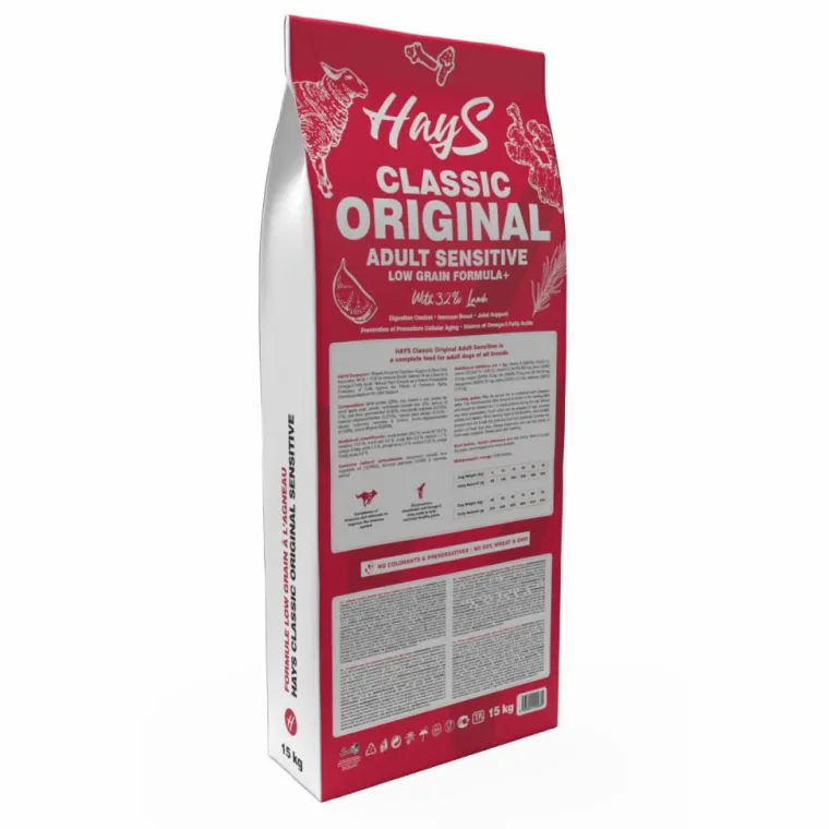 HAYS Croquette pour chien adulte sensible à l'agneau Classic - 15 kg