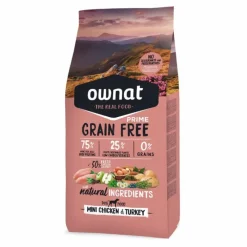OWNAT Croquette pour chien adulte de petite taille Grain Free Prime à la volaille - 1 kg
