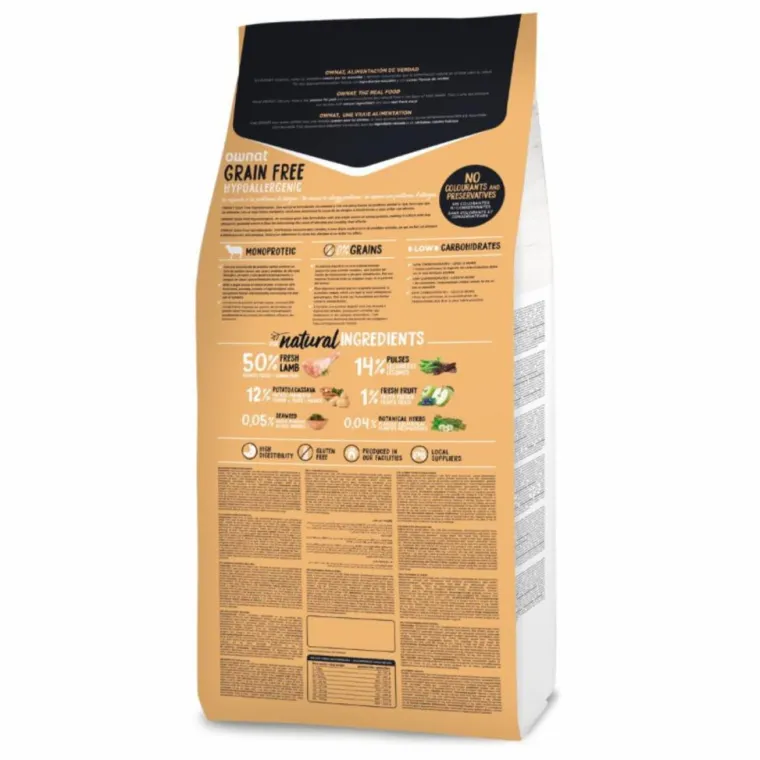 OWNAT Croquette pour chien adulte sensible Grain Free à l'agneau - 3 kg