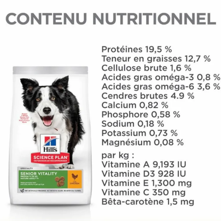 HILL'S Croquette pour chien mature de taille moyenne au poulet - 12 kg