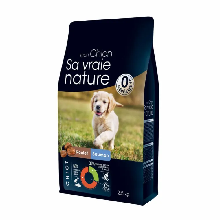 SA VRAIE NATURE Croquette pour chiot au poulet et saumon - 2,5 kg