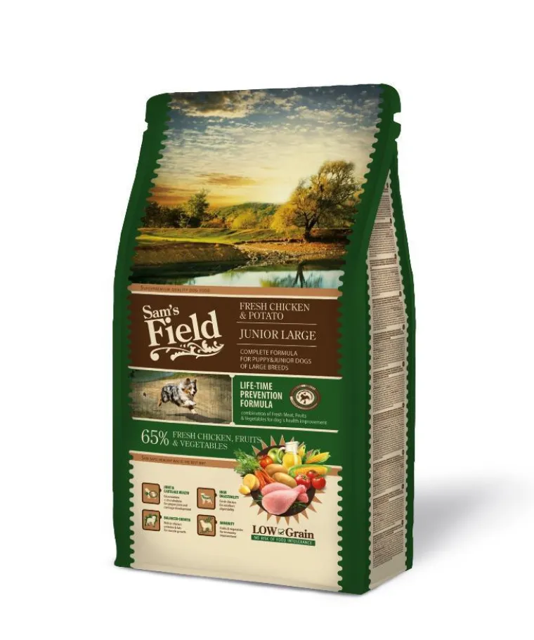 SAM'S FIELD Croquette pour chiot de grande taille au poulet avec des pommes de terre - 2,5 kg
