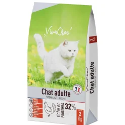 VIVACROC Croquettes light pour chat adulte stérilisé au poulet – 2 kg