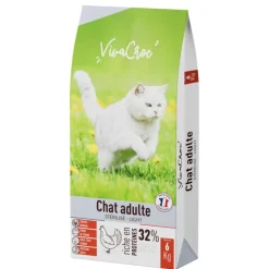 VIVACROC Croquettes light pour chat adulte stérilisé au poulet – 6 kg