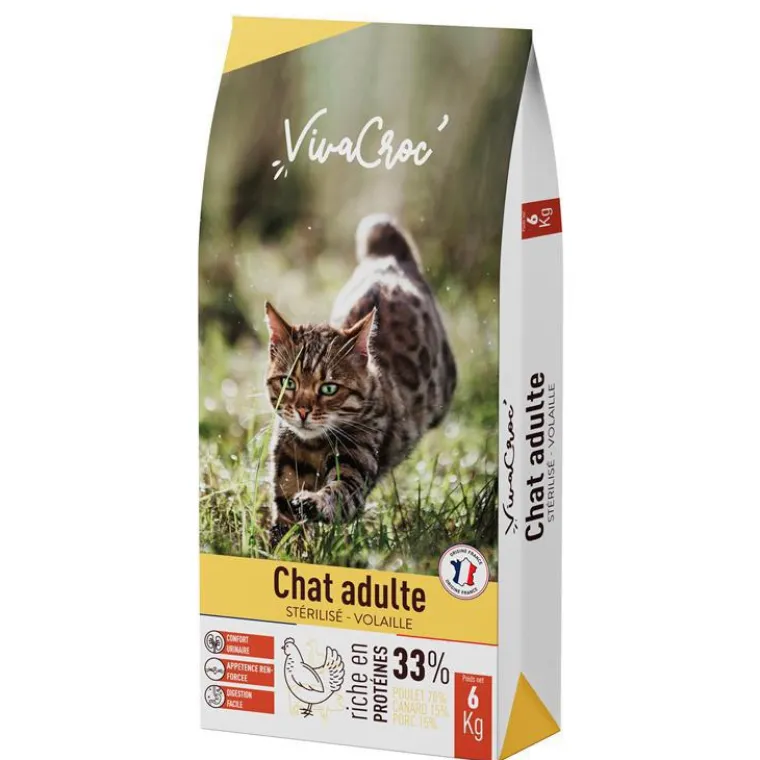 VIVACROC Croquettes pour chat adulte stérilisé au poulet – 6 kg
