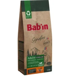BAB'IN Croquettes pour chat adulte stérilisé au poulet sans céréales Signature - 3 kg