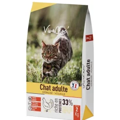 VIVACROC Croquettes pour chat adulte stérilisé au poulet – 2 kg