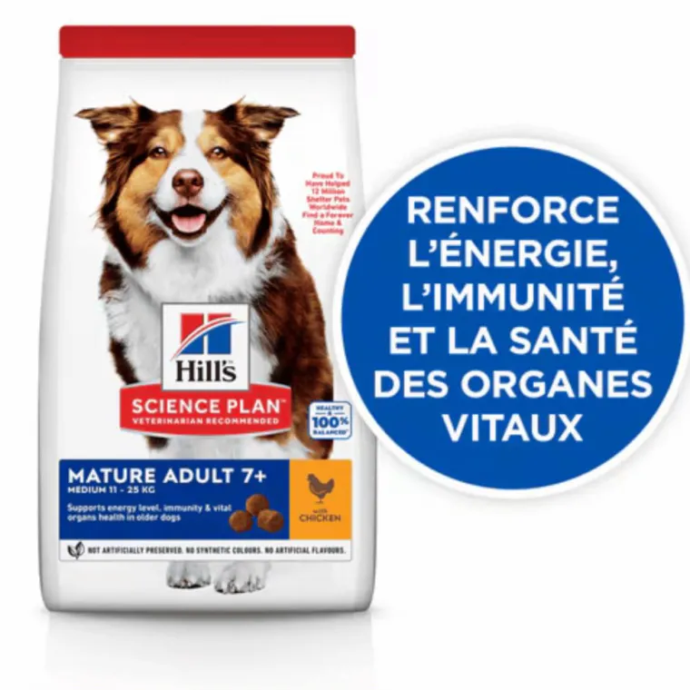 SCIENCE PLAN Croquettes pour chien mature medium poulet Hill's - 18 kg