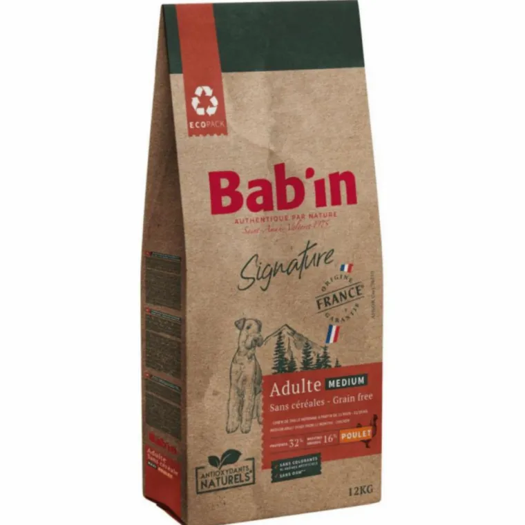 BAB'IN Croquettes pour chien medium adulte au poulet sans céréales Signature - 12 kg