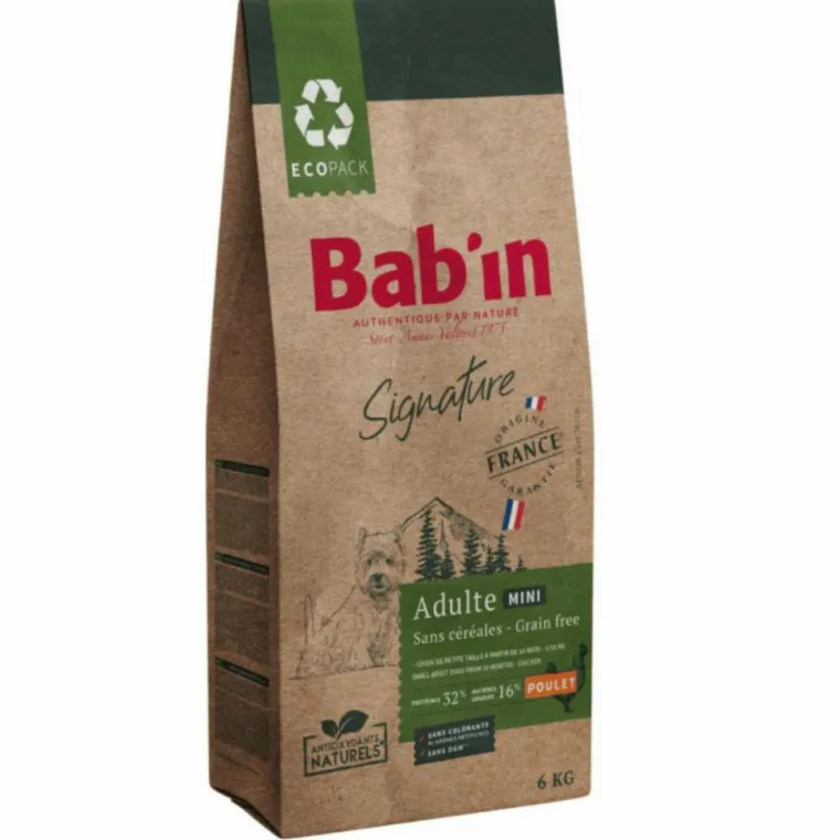 BAB'IN Croquettes pour chien mini adulte au poulet sans céréales Signature - 6 kg
