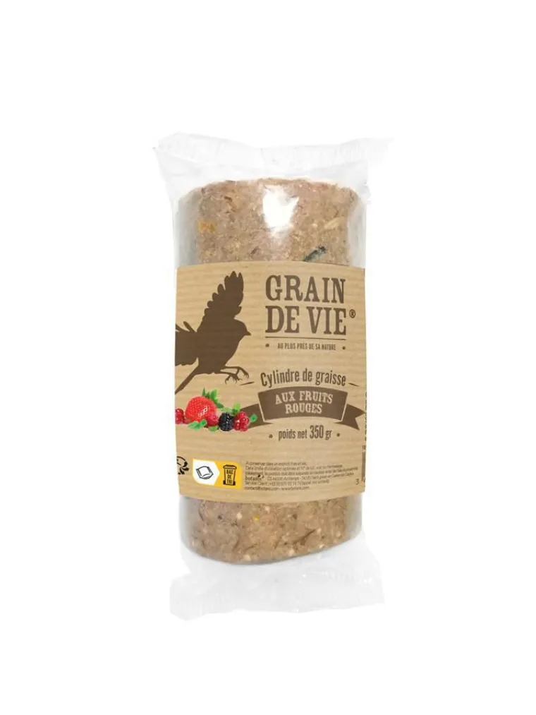 GRAIN DE VIE Cylindre de graisse aux fruits rouges pour oiseaux - 350 g